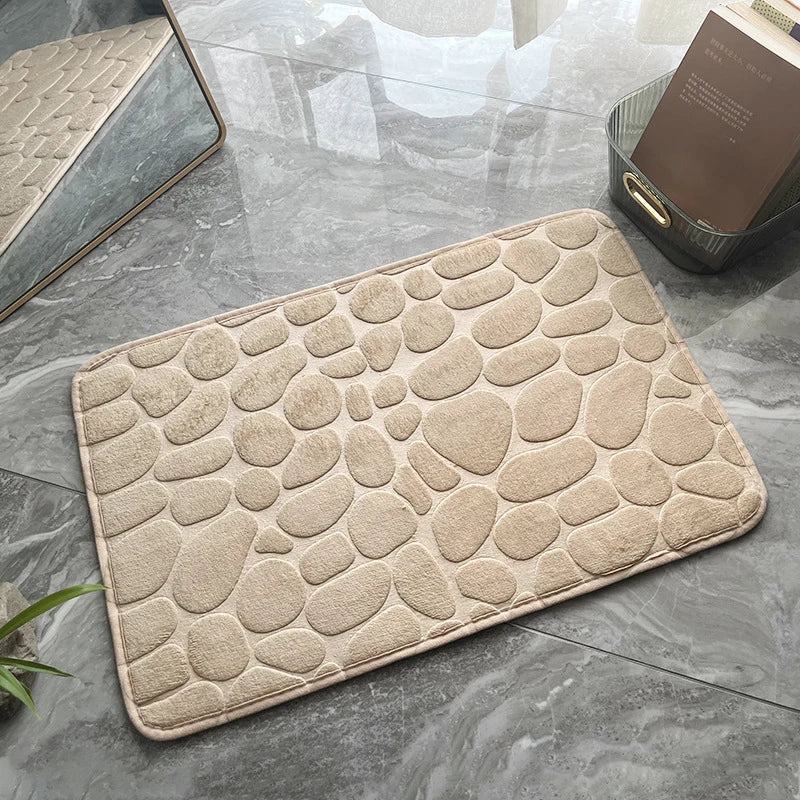 Polymères De Sol Absorbants En Mousse À Mémoire De Forme, 1 Pièce, Galets En Relief, Lea De Bain Coordonnants, Polymères De Sol D'Intérieur, Accessoires Hoaccessrespiration