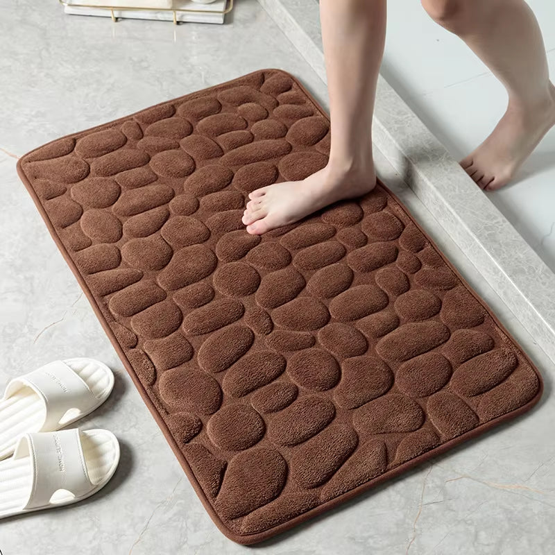 Polymères De Sol Absorbants En Mousse À Mémoire De Forme, 1 Pièce, Galets En Relief, Lea De Bain Coordonnants, Polymères De Sol D'Intérieur, Accessoires Hoaccessrespiration