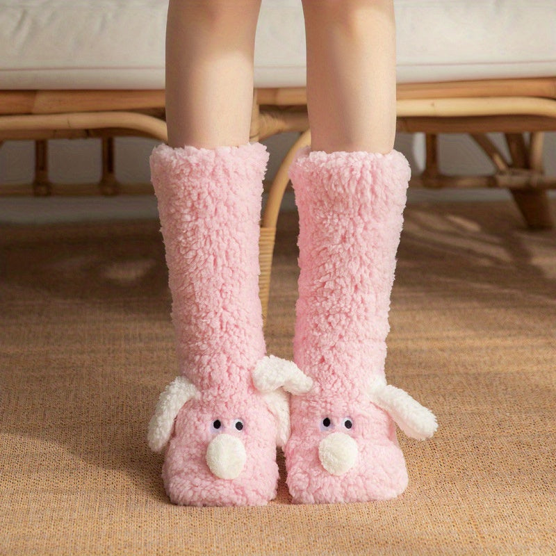 Chaussettes d’hiver douillettes avec motif chien cartoon