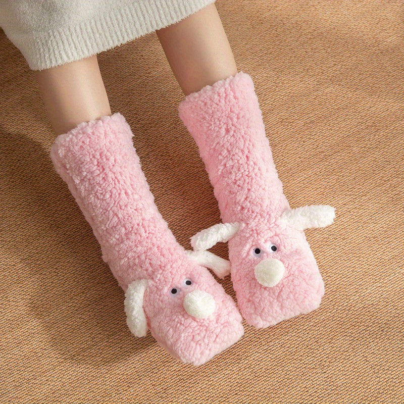 Chaussettes d’hiver douillettes avec motif chien cartoon