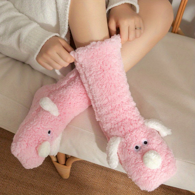 Chaussettes d’hiver douillettes avec motif chien cartoon