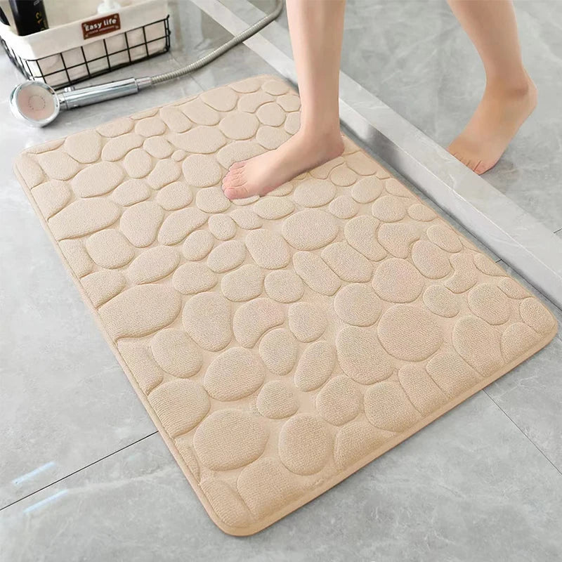 Polymères De Sol Absorbants En Mousse À Mémoire De Forme, 1 Pièce, Galets En Relief, Lea De Bain Coordonnants, Polymères De Sol D'Intérieur, Accessoires Hoaccessrespiration