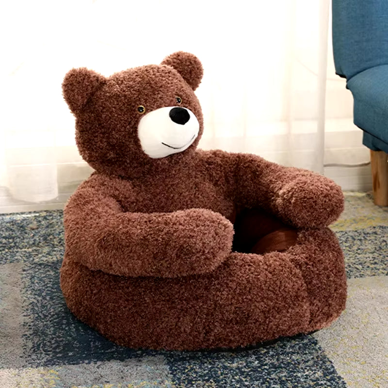Lit Ours Semi-Fermé Pour Animaux De Compagnie, Lit Ultra Doux Pour Chat, Lit En Peluche Amovible Pour Chiot, Lit De Couchage Chaud Pour L'Hiver, Produit Pour Animaux De Compagnie En Polymères