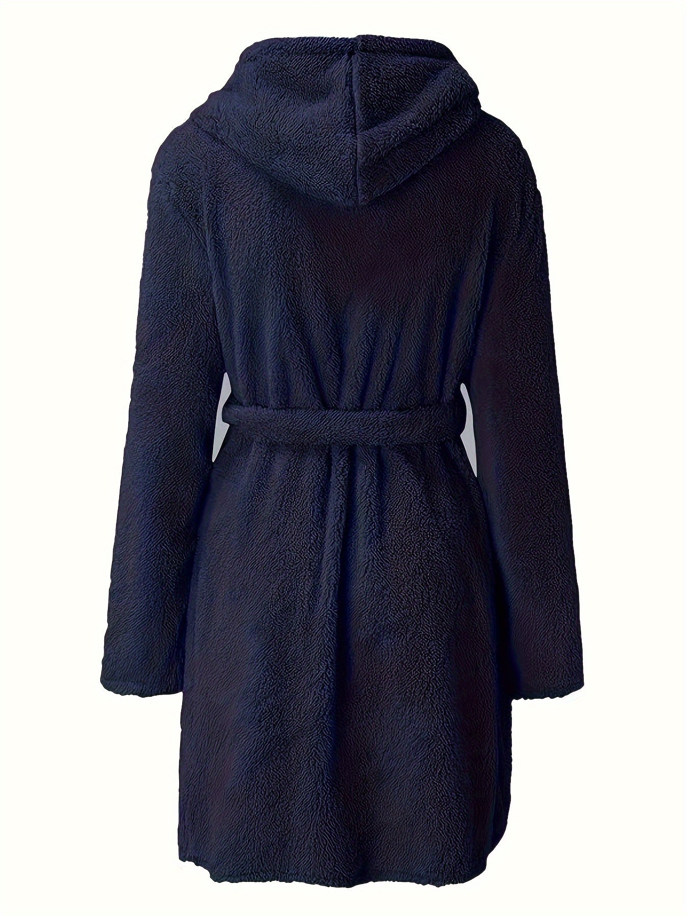 Peignoir d’hiver pour homme en polaire douce, avec capuche, épaissi et chaud, manches longues, style décontracté et simple