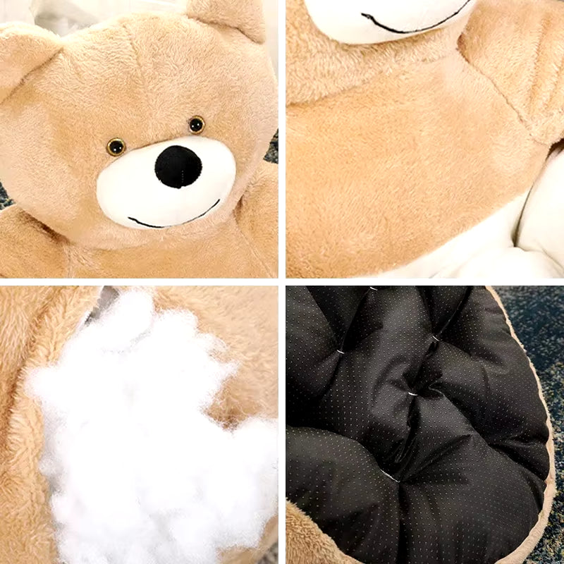 Lit Ours Semi-Fermé Pour Animaux De Compagnie, Lit Ultra Doux Pour Chat, Lit En Peluche Amovible Pour Chiot, Lit De Couchage Chaud Pour L'Hiver, Produit Pour Animaux De Compagnie En Polymères