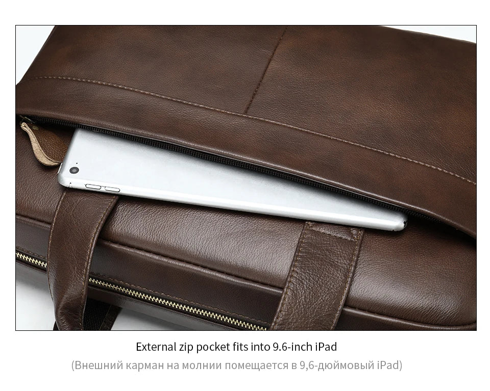 Sac / porte-document et ordinateur pour homme en cuir véritable