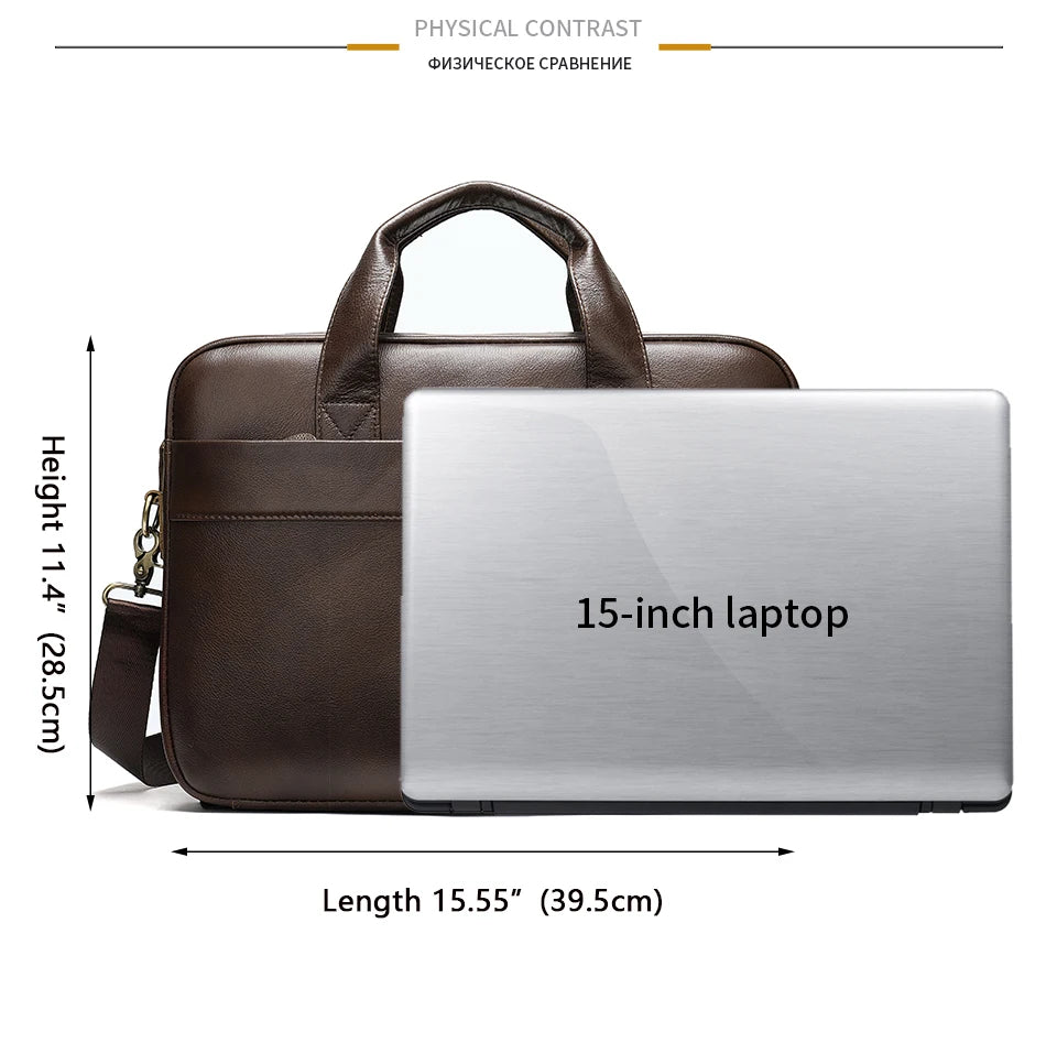 Sac / porte-document et ordinateur pour homme en cuir véritable
