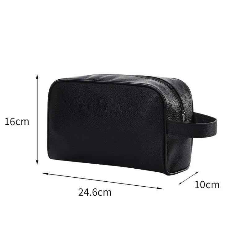 Trousse de toilette de voyage en cuir, grande capacité.
