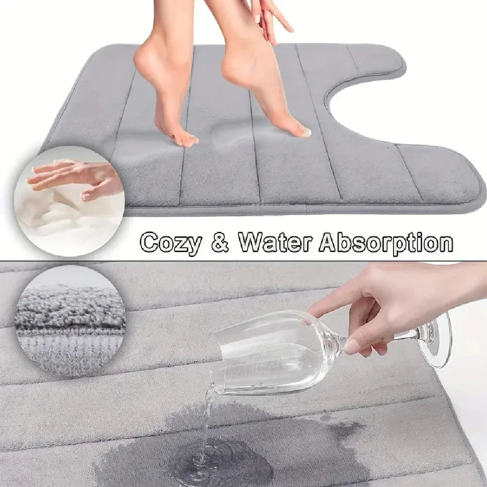 Tapis de salle de bain 3 pièces / Ensemble antidérapant pour toilettes, absorbant, lavable, tapis de bain, tapis de douche, tapis d’entrée, pour buanderie ou cuisine.