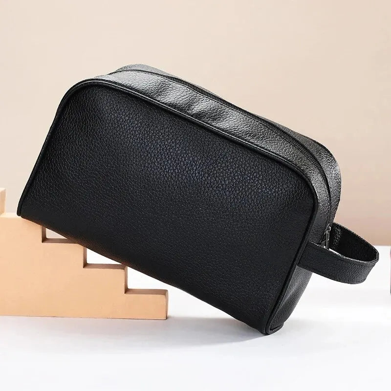 Trousse de toilette de voyage en cuir, grande capacité.