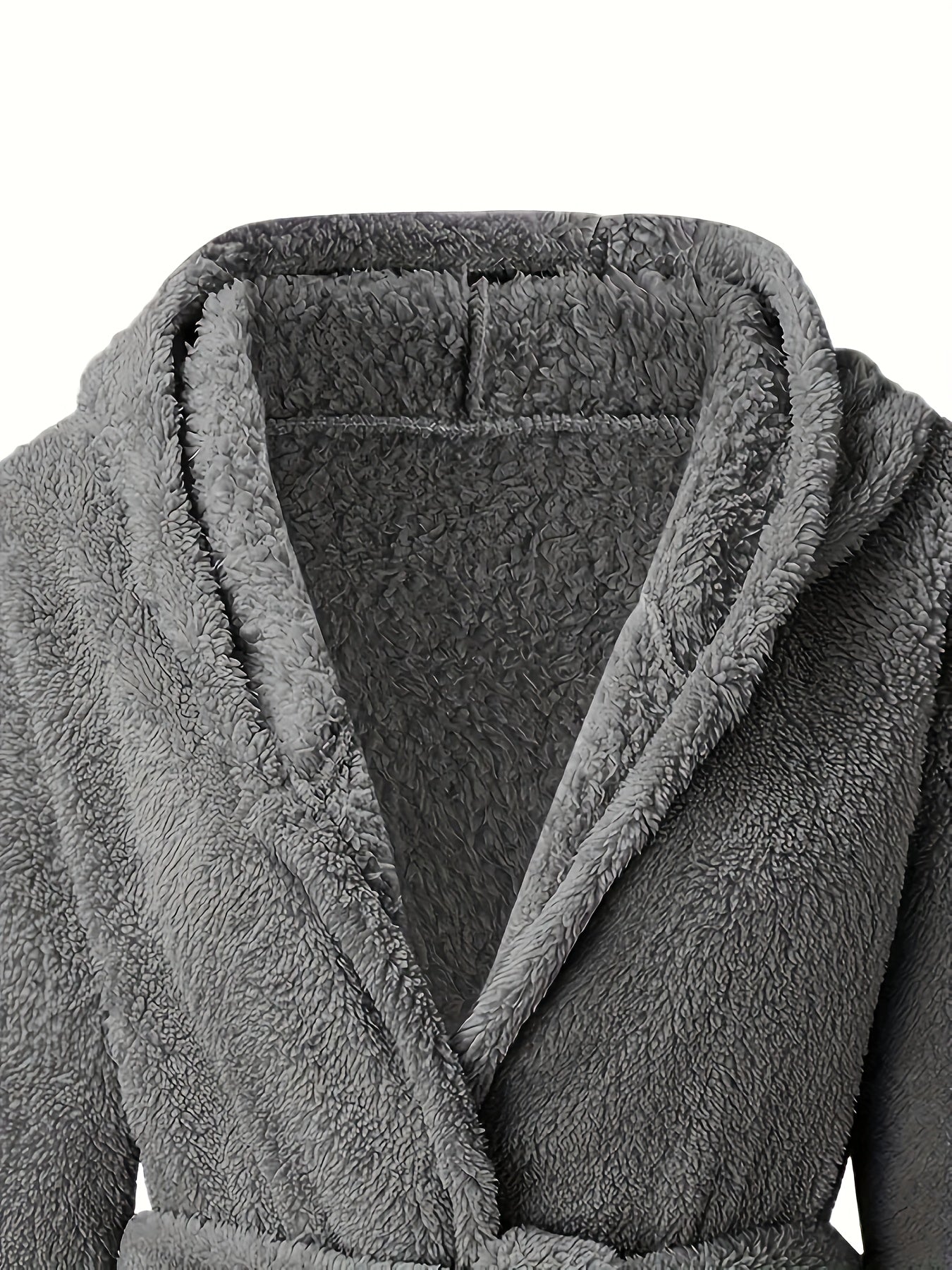Peignoir d’hiver pour homme en polaire douce, avec capuche, épaissi et chaud, manches longues, style décontracté et simple