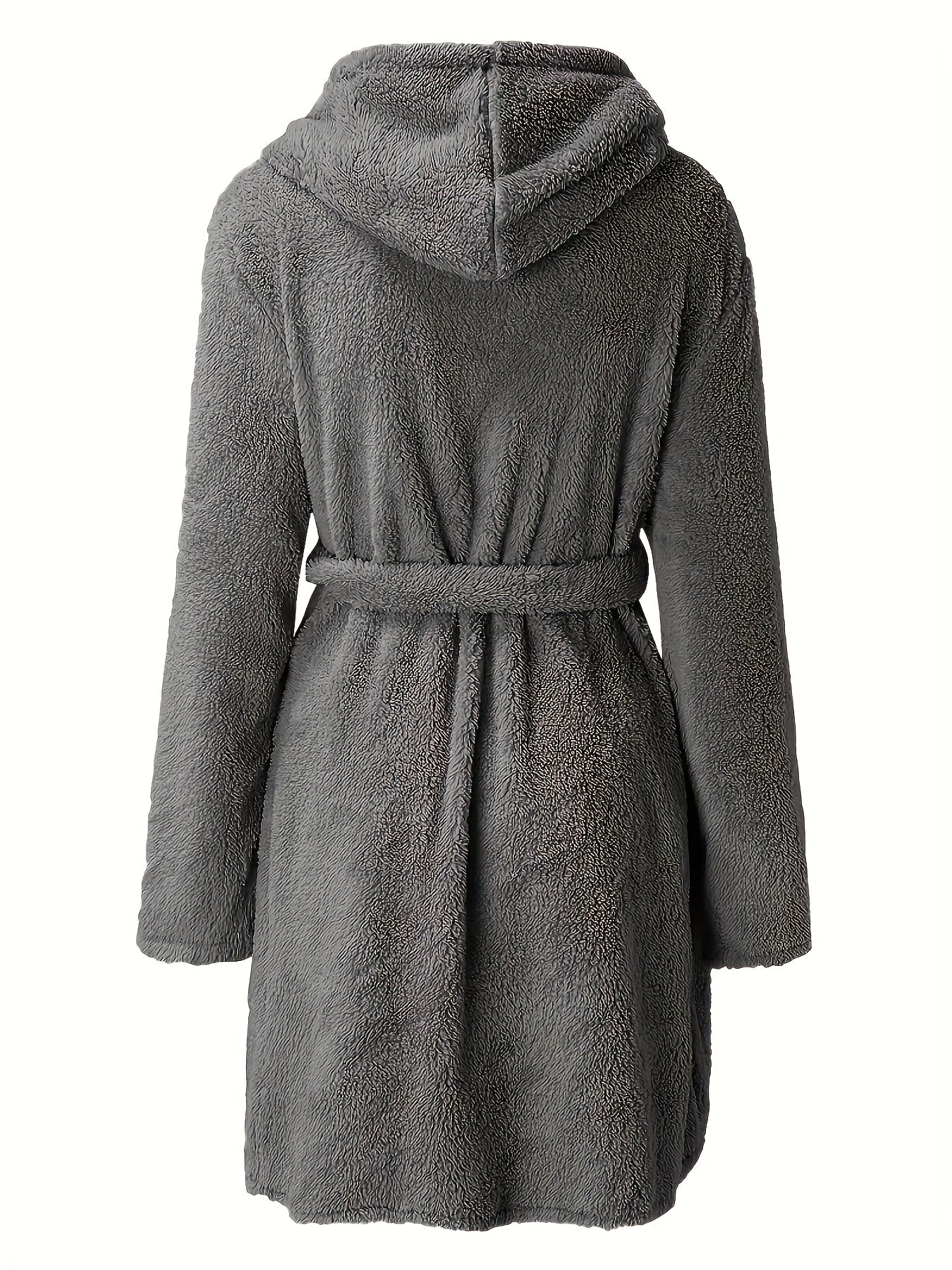 Peignoir d’hiver pour homme en polaire douce, avec capuche, épaissi et chaud, manches longues, style décontracté et simple