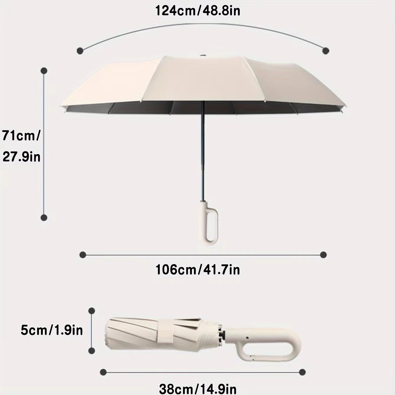 Parapluie Pliant Automatique Renforcé Pour Homme, Coupe-Vent, Grande Poignée De Structure, Degré De Vent Et D'Eau, 30 Os, 105Cm