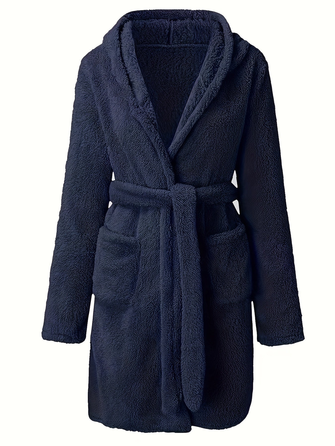 Peignoir d’hiver pour homme en polaire douce, avec capuche, épaissi et chaud, manches longues, style décontracté et simple