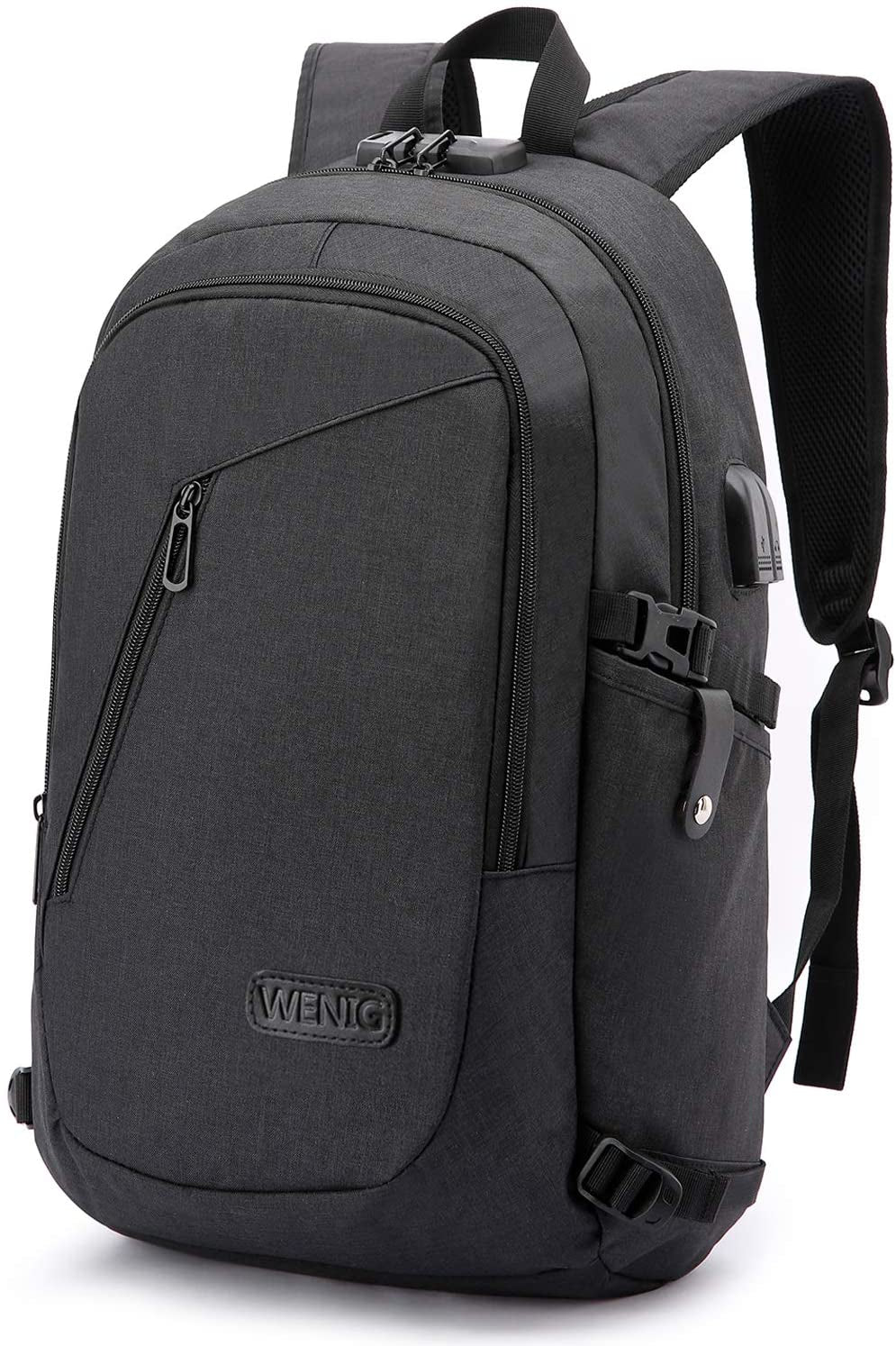 Antivol Sac À Dos Ordinateur Portable 15.6 Pouces Homme Imperméable Avec USB Charging Port, Fonctionnel, Pour Loisirs/Affaire/Scolaire Noir