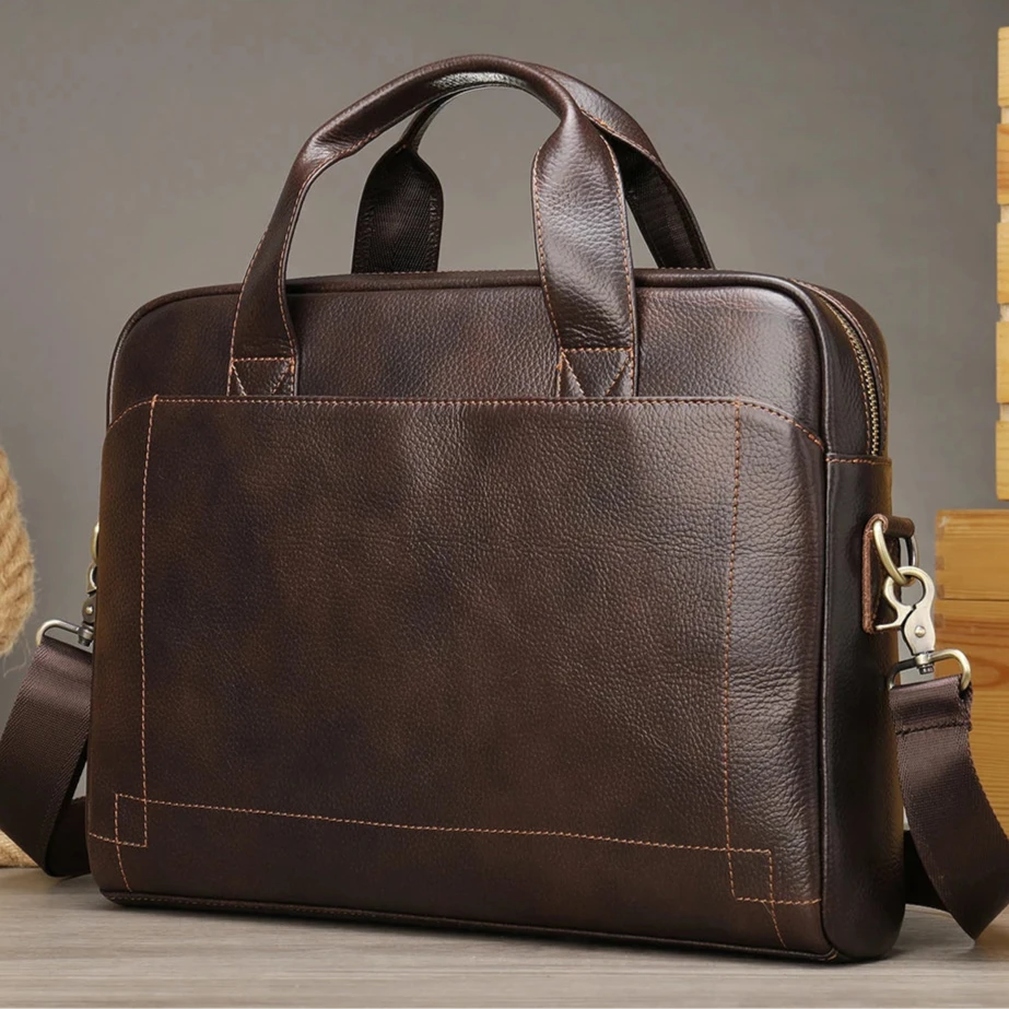 Sac / porte-document et ordinateur pour homme en cuir véritable