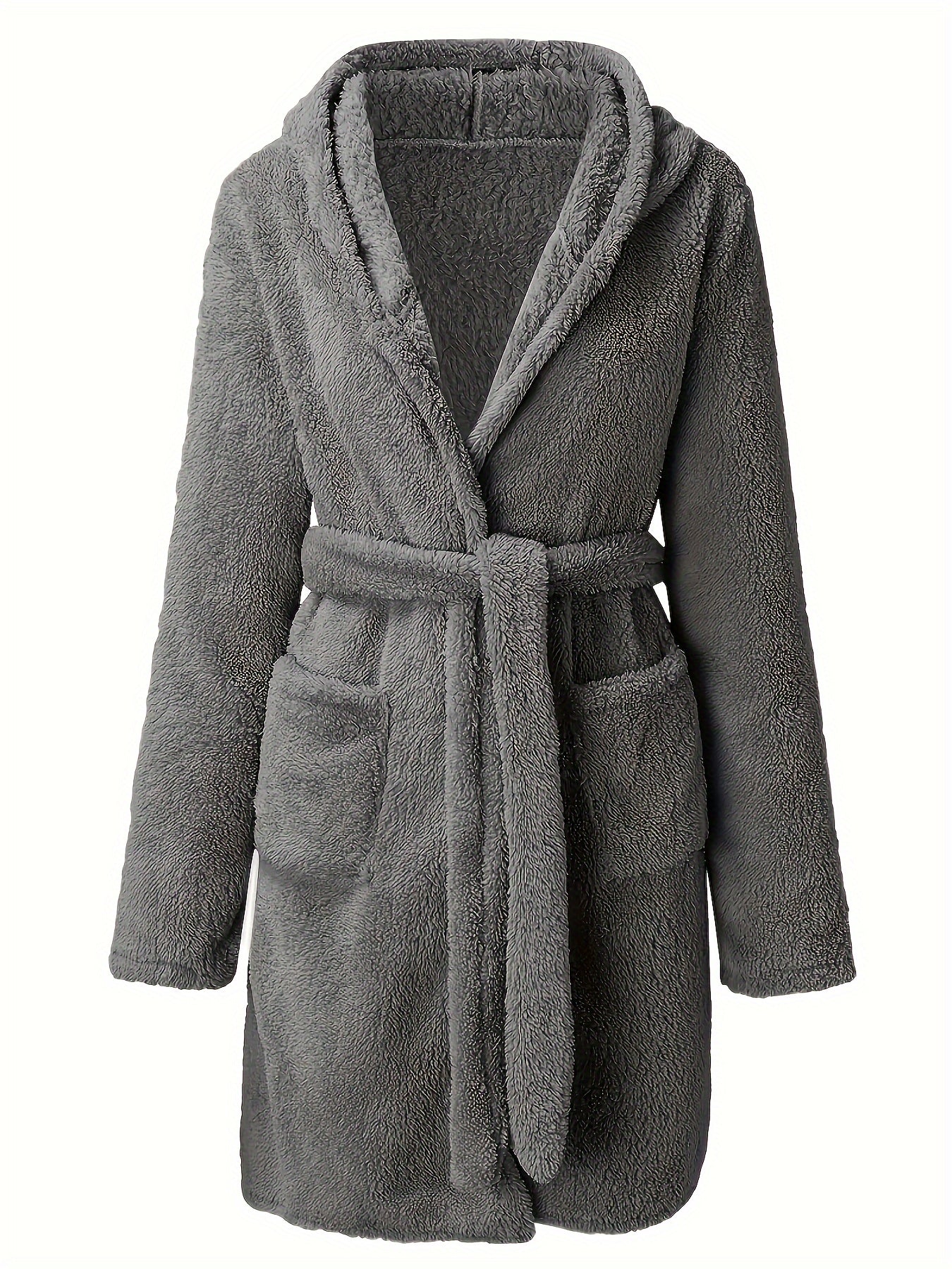 Peignoir d’hiver pour homme en polaire douce, avec capuche, épaissi et chaud, manches longues, style décontracté et simple
